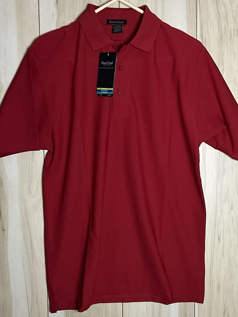 Rivers End Mens shirt Polo Collared short sleeve Solid Red Golf M
